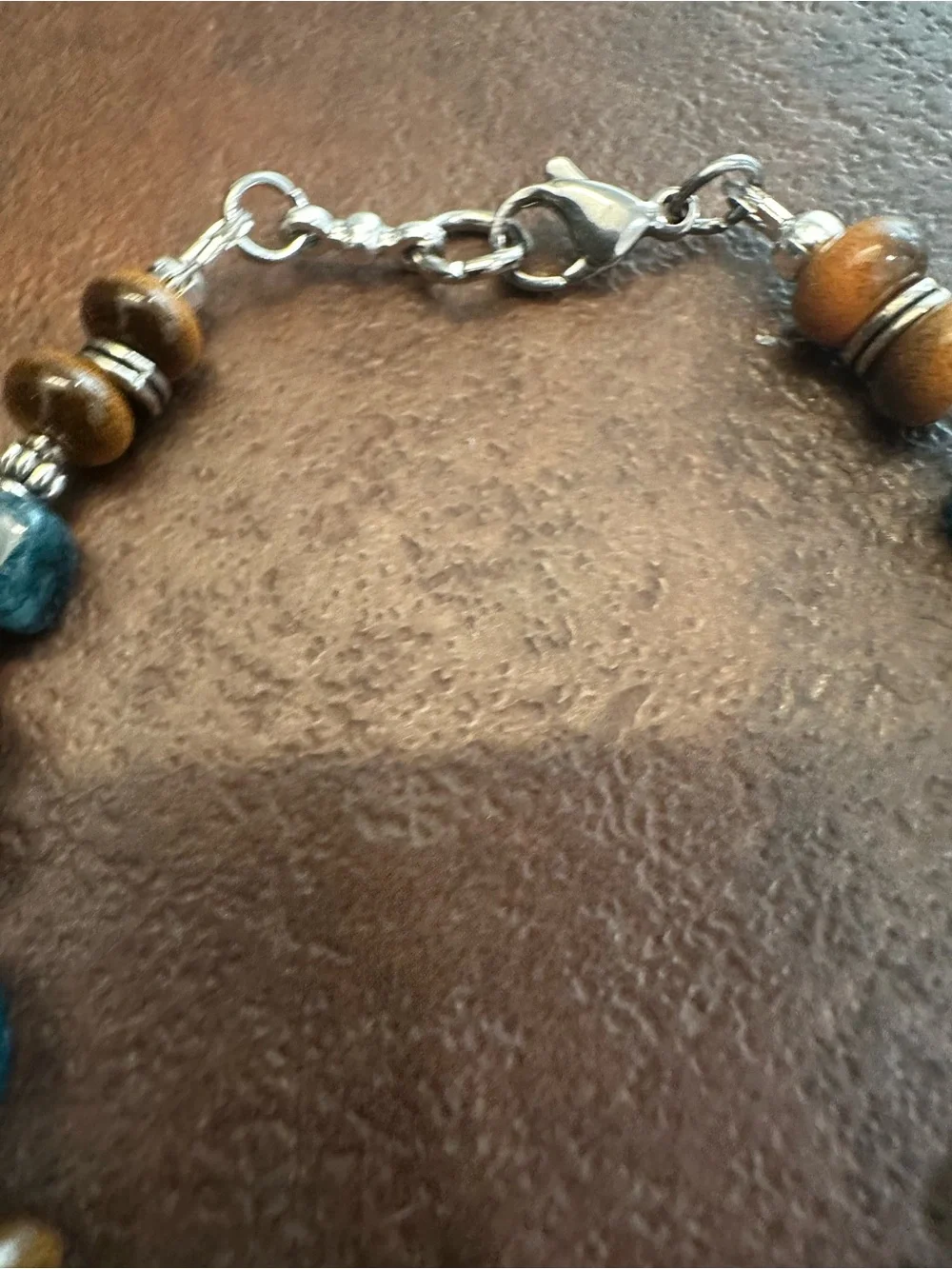 Handcrafted Blue Quartz and Brown Tiger’s Eye Bead Bracelet for Men